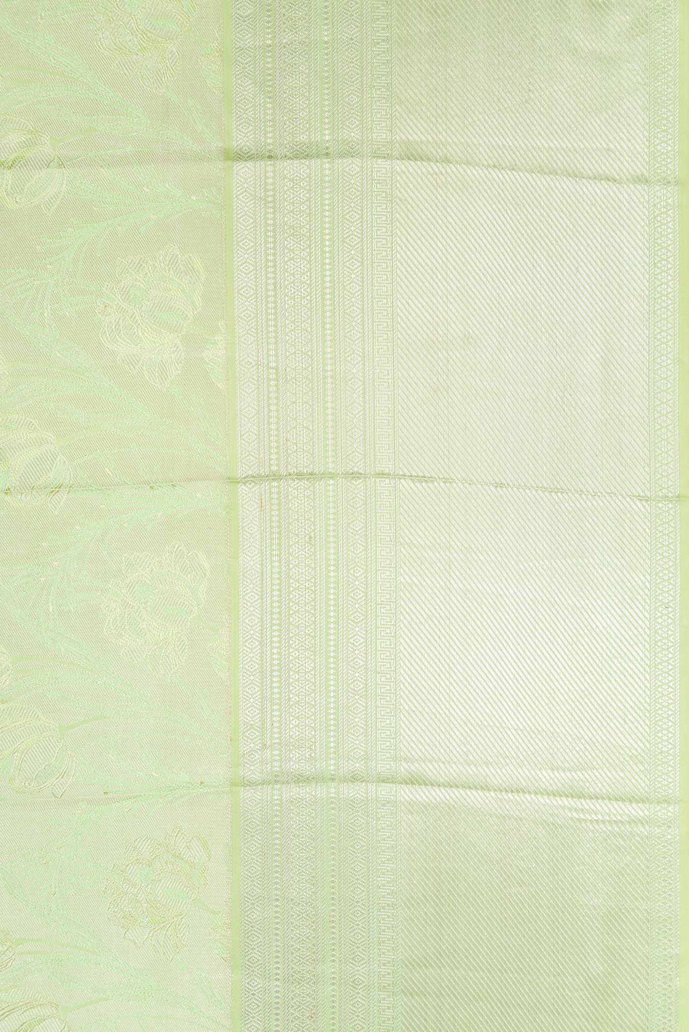 Border image of Pista Green Dual Tone Kanjivaram Silk Saree with Zari Brocade on the body and Zari Border. 