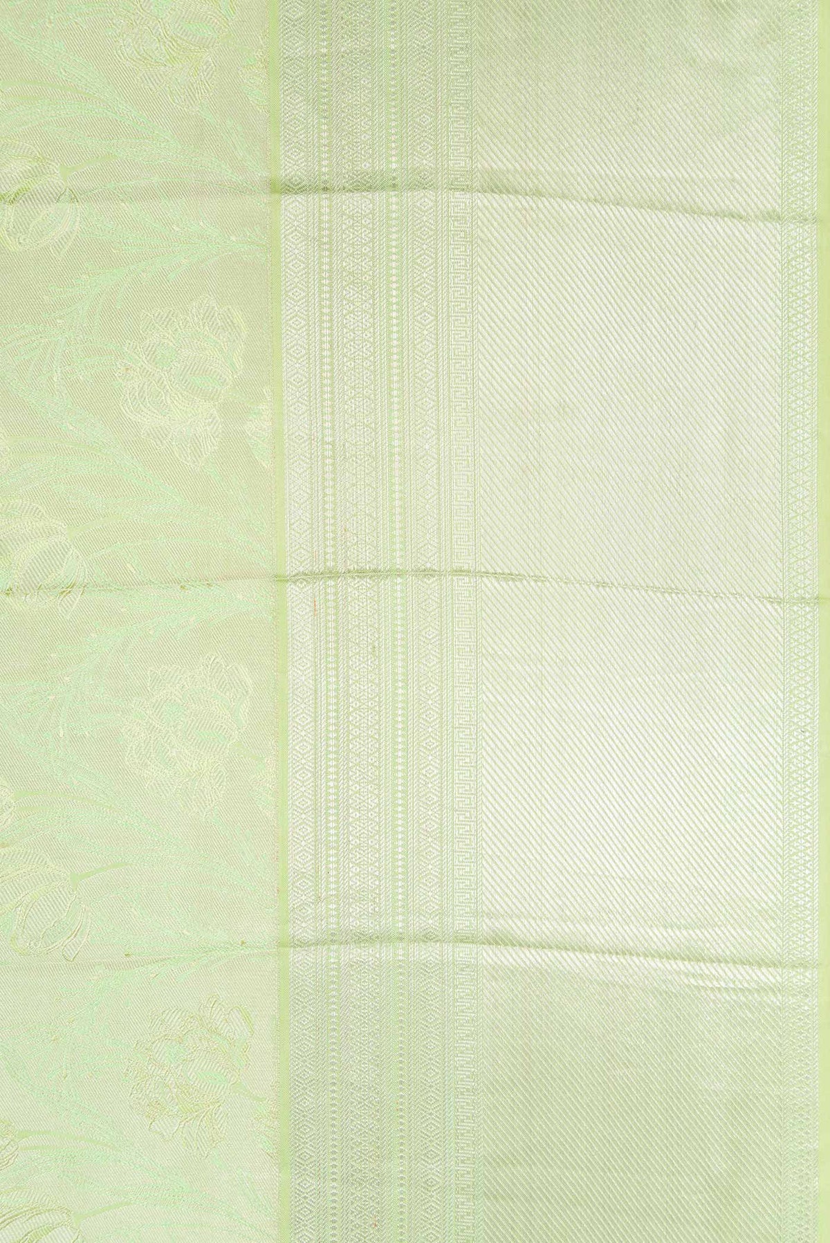 Border image of Pista Green Dual Tone Kanjivaram Silk Saree with Zari Brocade on the body and Zari Border. 