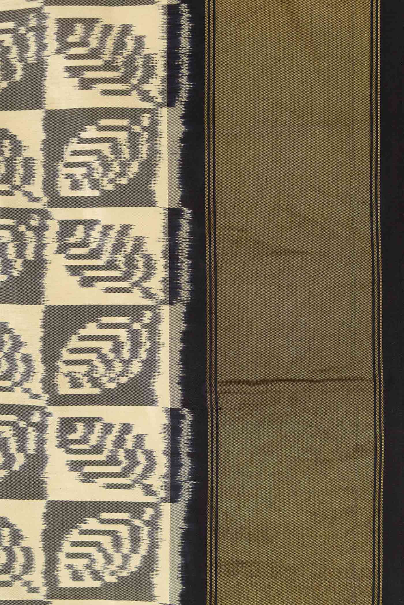 Border image of Sandal Pochampally Silk Saree with Pure Ikat on the body and Zari Border