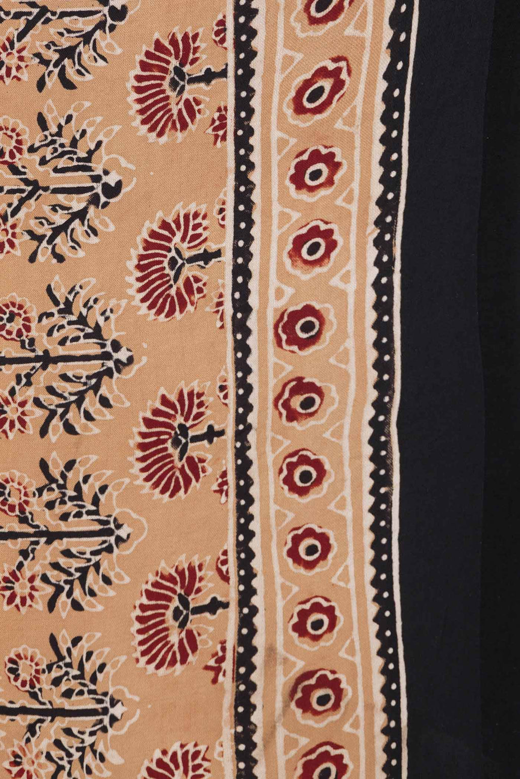 Border image of Sandal Dual Tone Satin Silk Saree with Printed design on the body and Printed Border