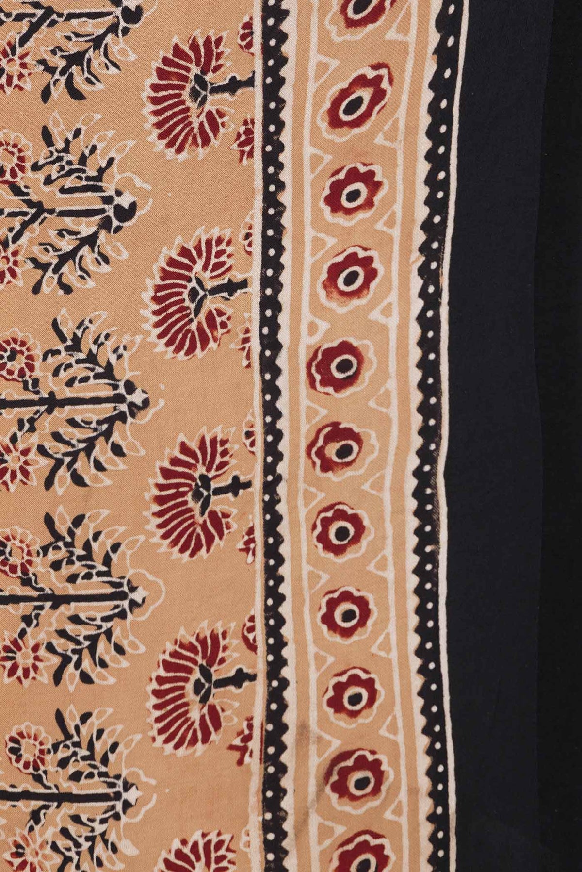 Border image of Sandal Dual Tone Satin Silk Saree with Printed design on the body and Printed Border