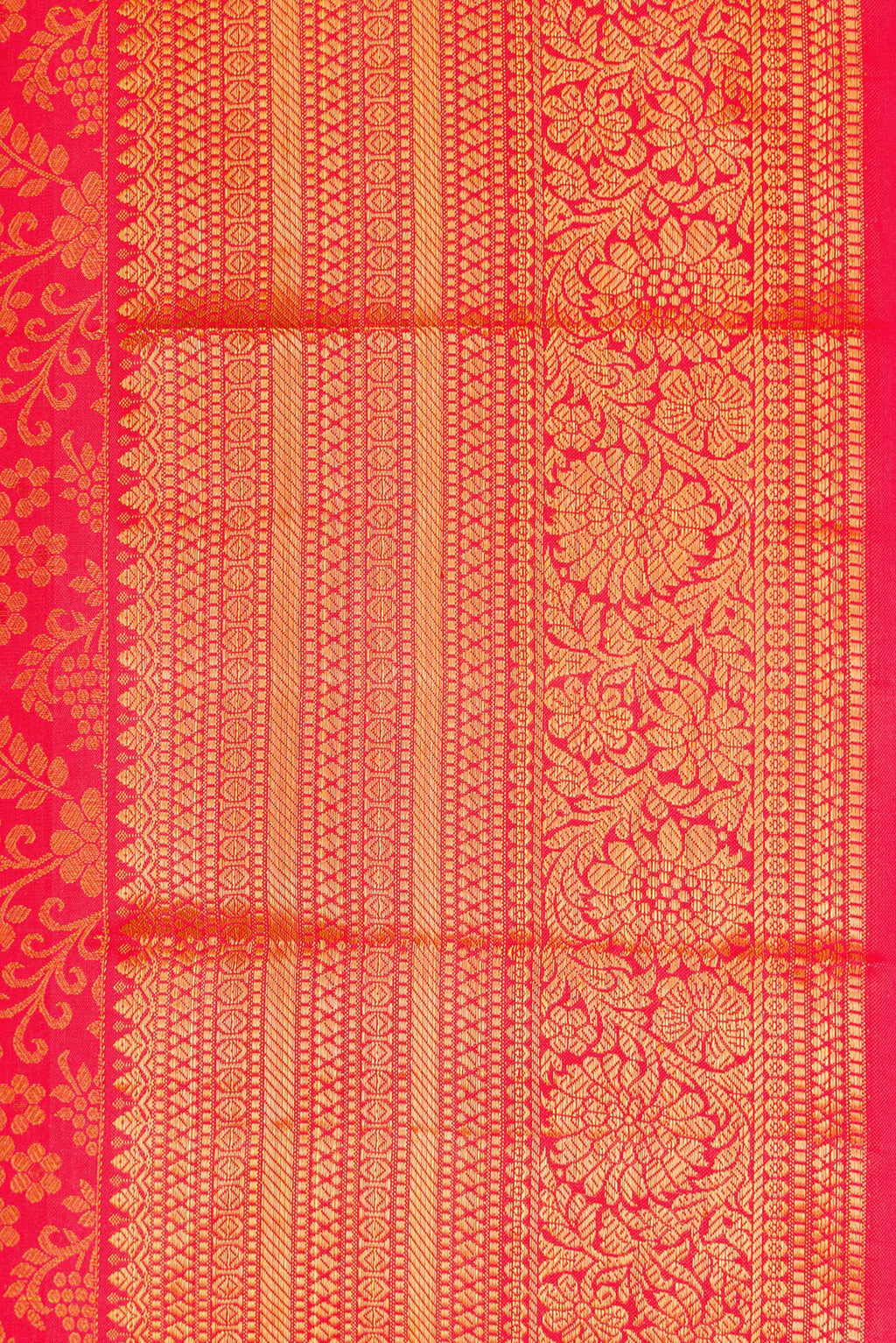 Border image of Red Dual Tone Kanjivaram Silk Saree with Zari Brocade on the body and Zari Border. 