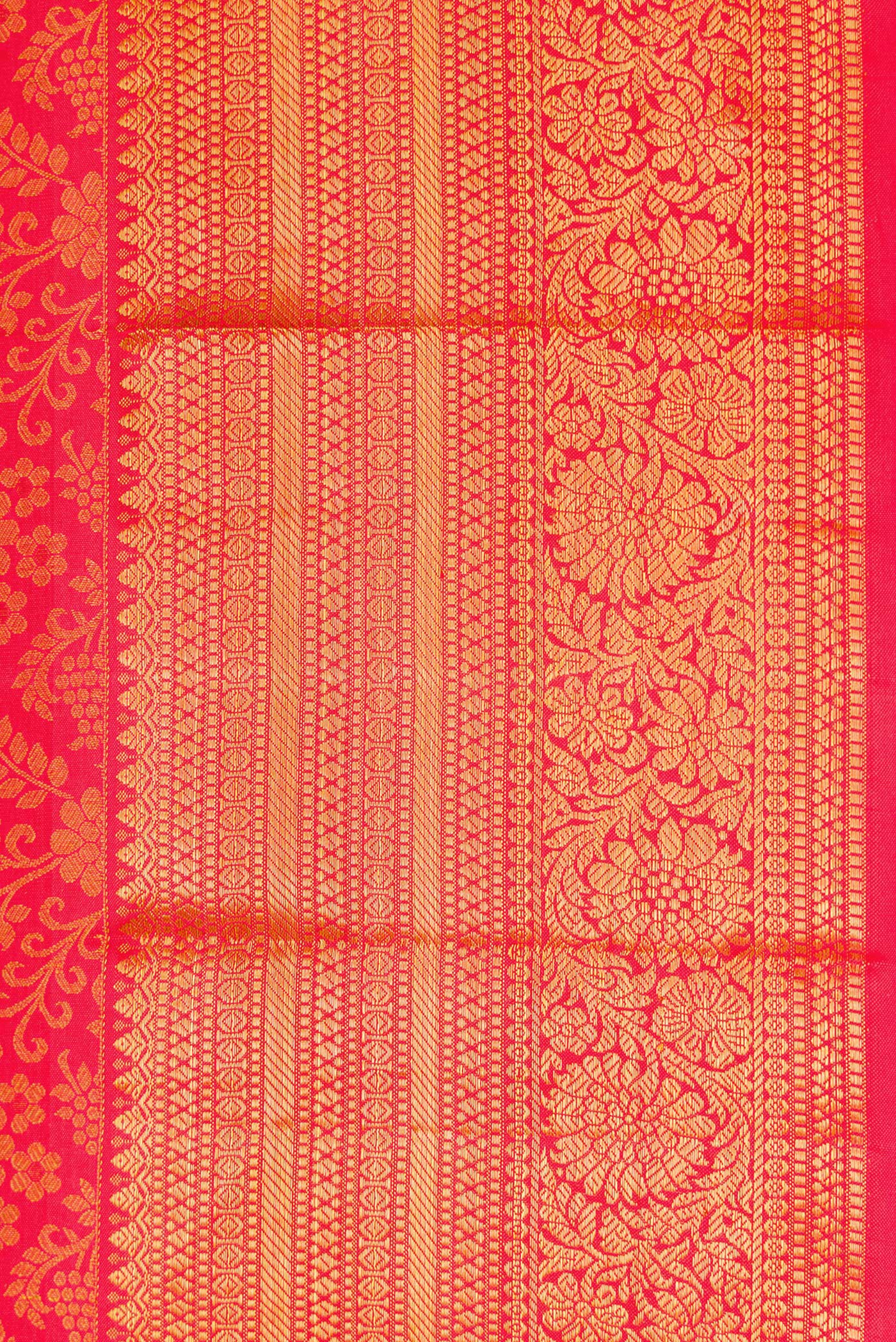 Border image of Red Dual Tone Kanjivaram Silk Saree with Zari Brocade on the body and Zari Border. 