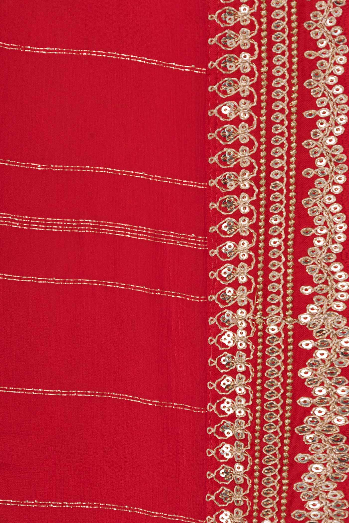 Border image of Red Dual Tone Mysore Georgette Saree with Stripes on the body and Embroidery Border