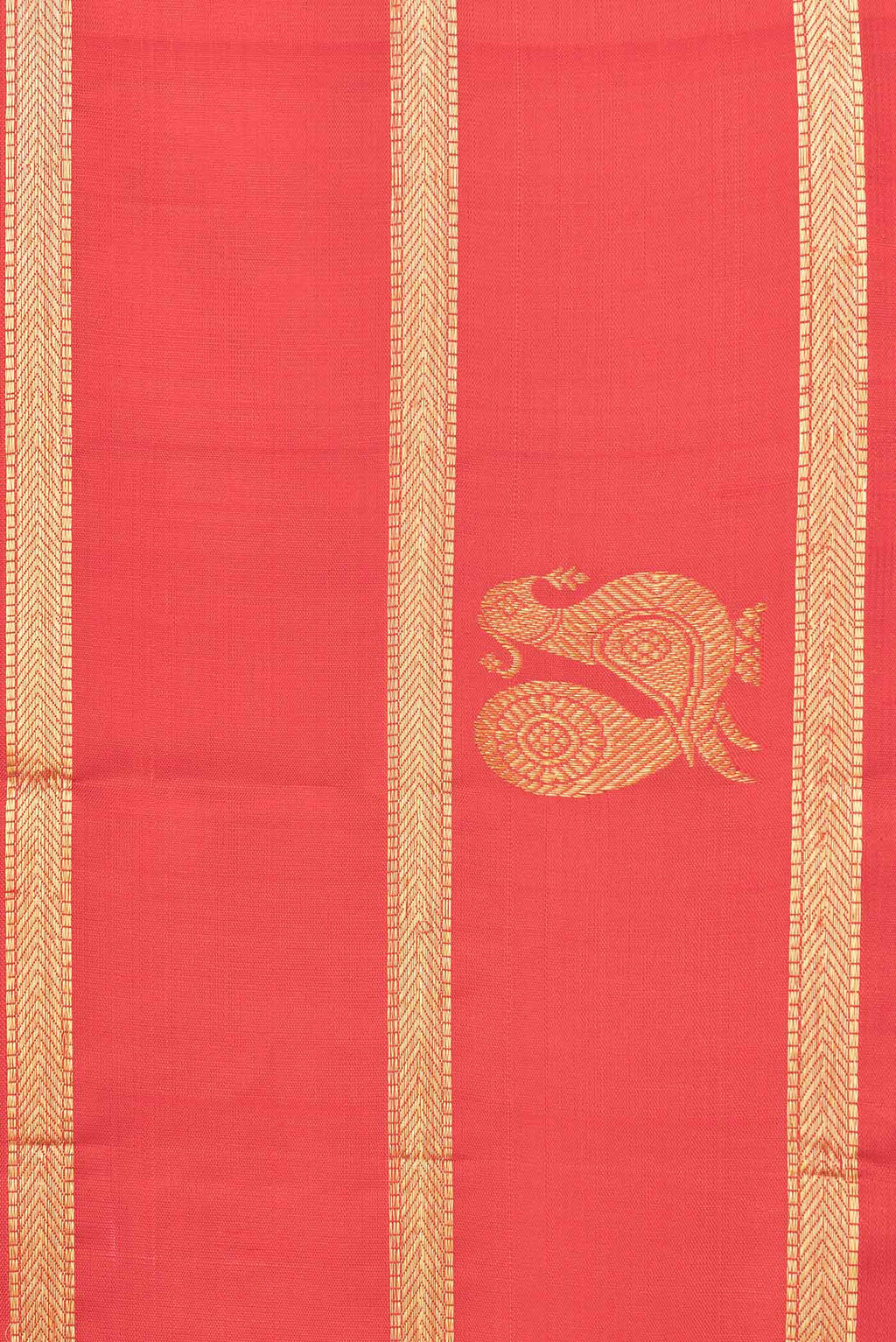 Border image of Red Dual Tone Kanchipuram Saree with Plain Body and Zari Border. 