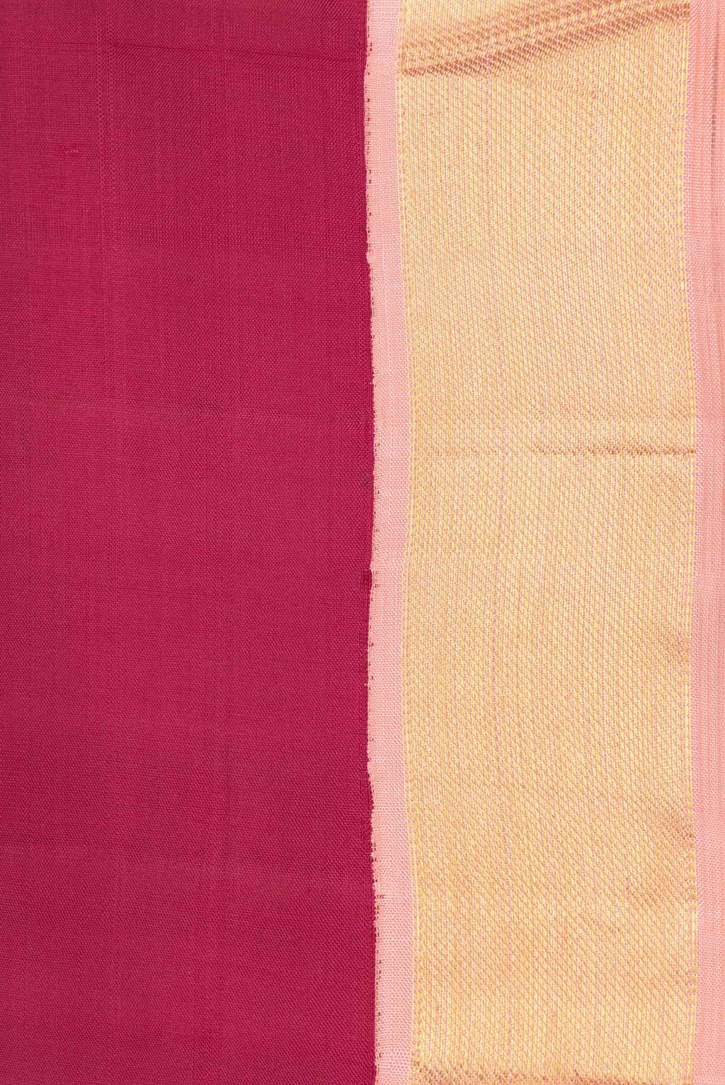Border image of Maroon Dual Tone Kanchipuram Saree with Plain Body and Zari Border. 