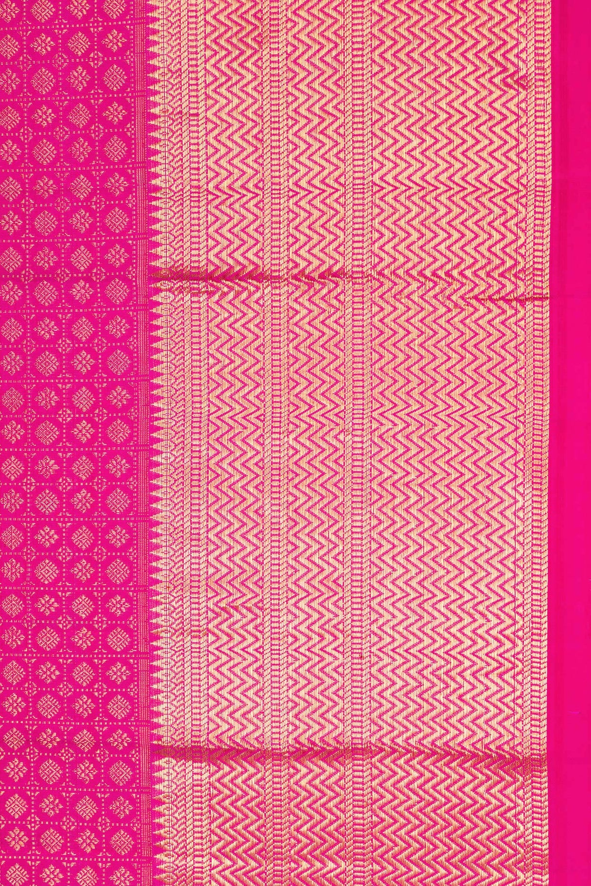 Border image of Pink Dual Tone Kanjivaram Silk Saree with Zari Brocade on the body and Zari Border. 