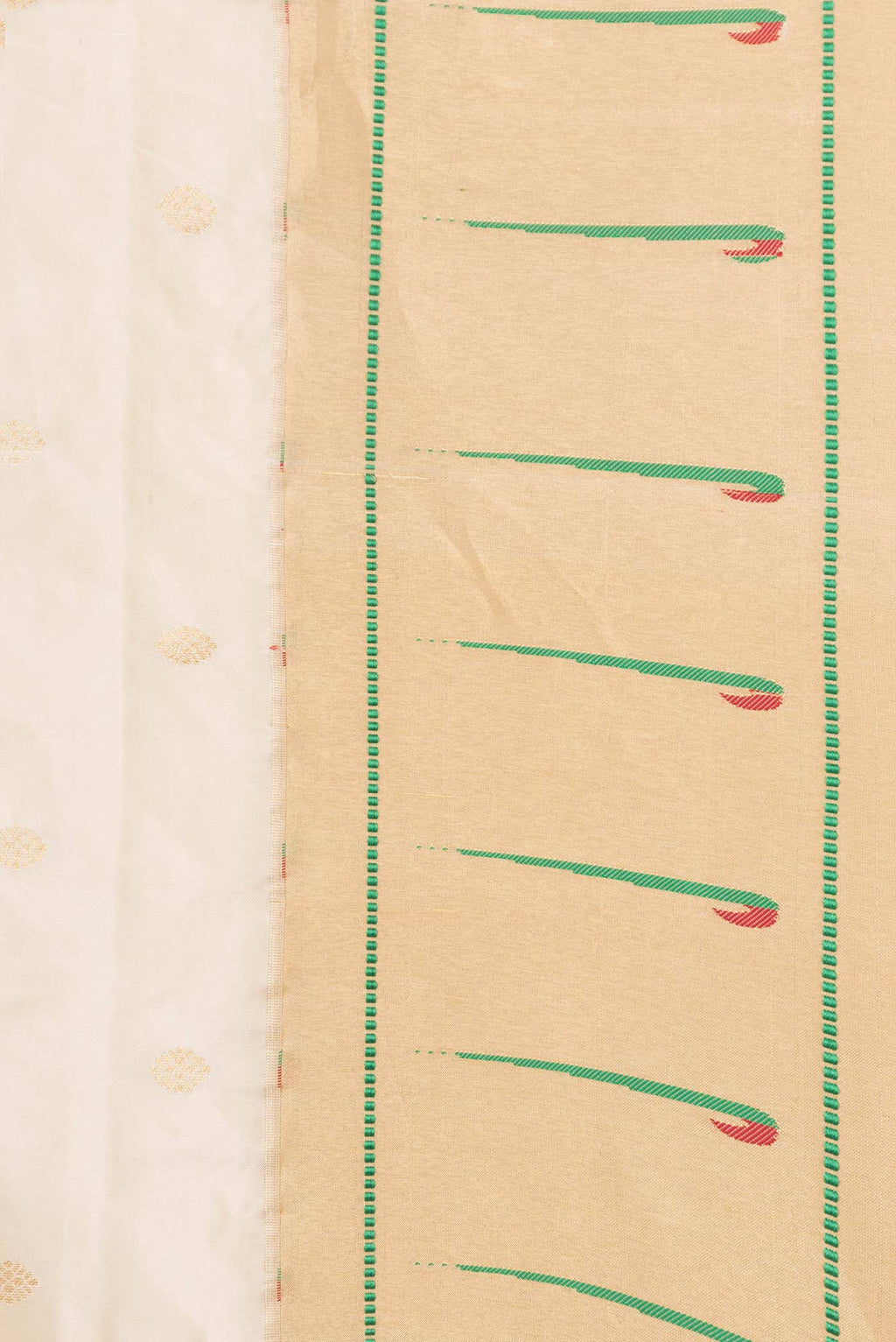 Border image of Cream Paithani Silk Saree with Zari Butta on the body and Paithani Border