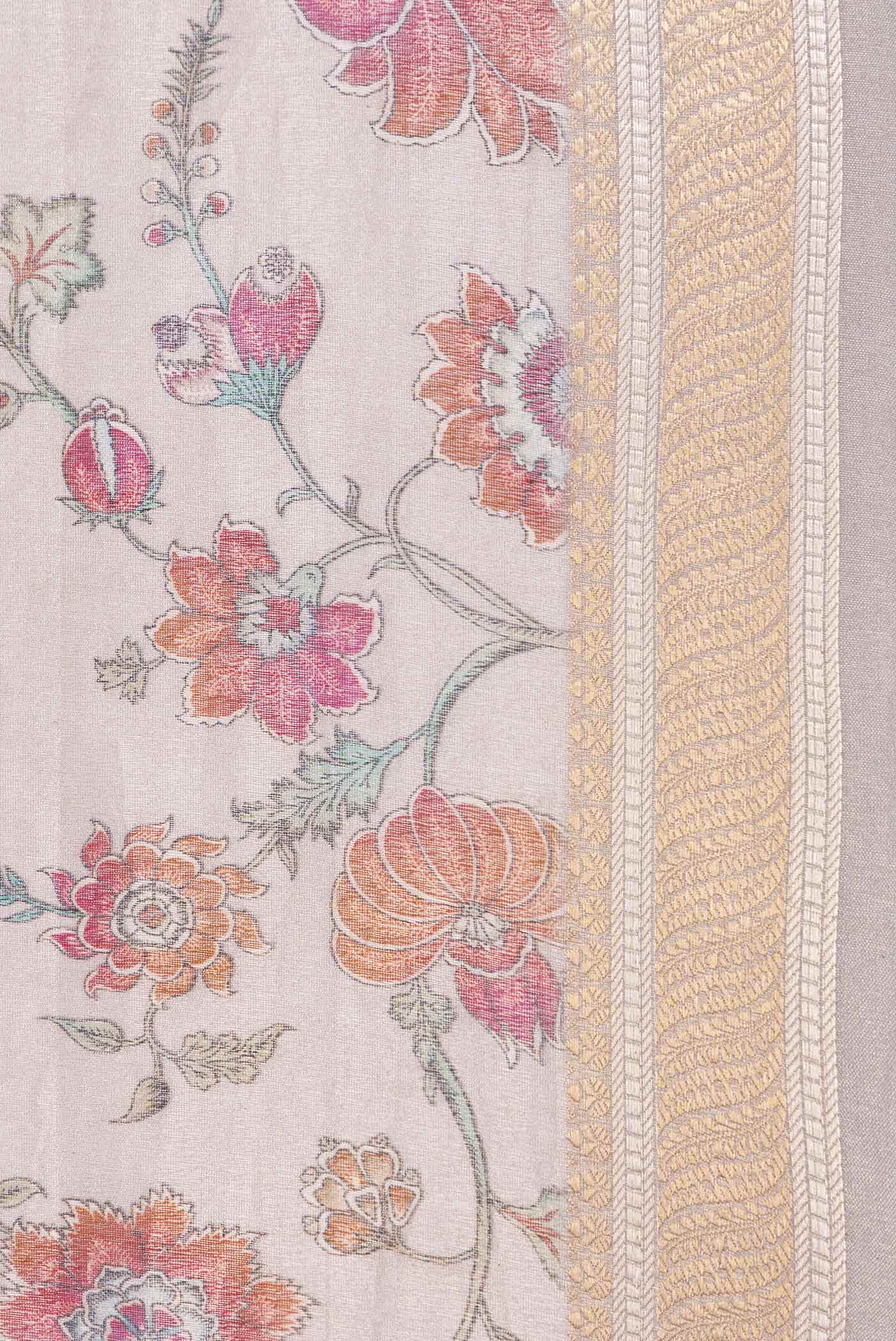 Border image of Bronze Dual Tone Organza Silk SareePrinted design on the body and Zari Border