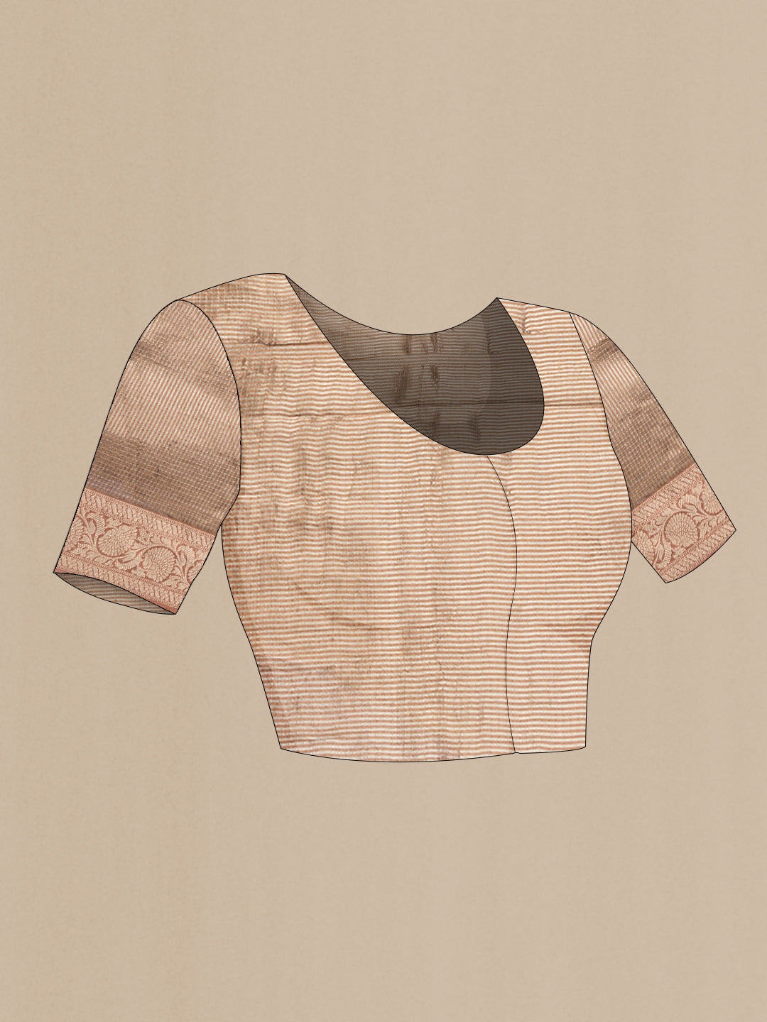 Close up image of the blouse of Brown Dual Tone Organza Silk Saree with Embroidery on the body and Zari Border. 