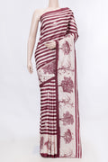 Pink Dual Tone Tussar Silk SareePrinted design on the body and Plain Border displayed on a mannequin
