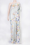 Grey Dual Tone Tussar Saree with Zari Brocade on the body and Fancy Border displayed on a mannequin