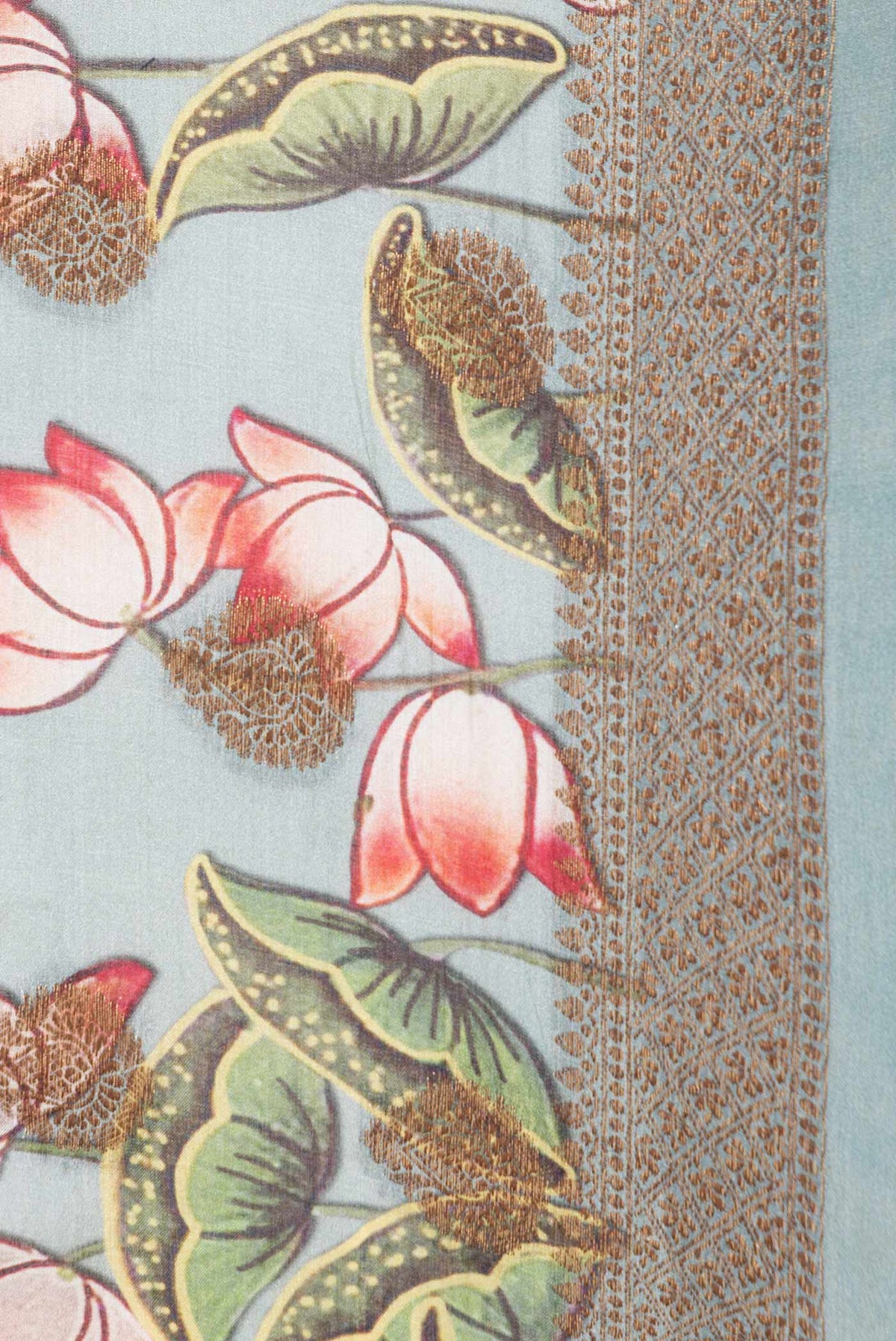 Border image of Grey Dual Tone Tussar Saree with Zari Butta on the body and Zari Border