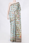 Grey Dual Tone Tussar Saree with Zari Butta on the body and Zari Border displayed on a mannequin