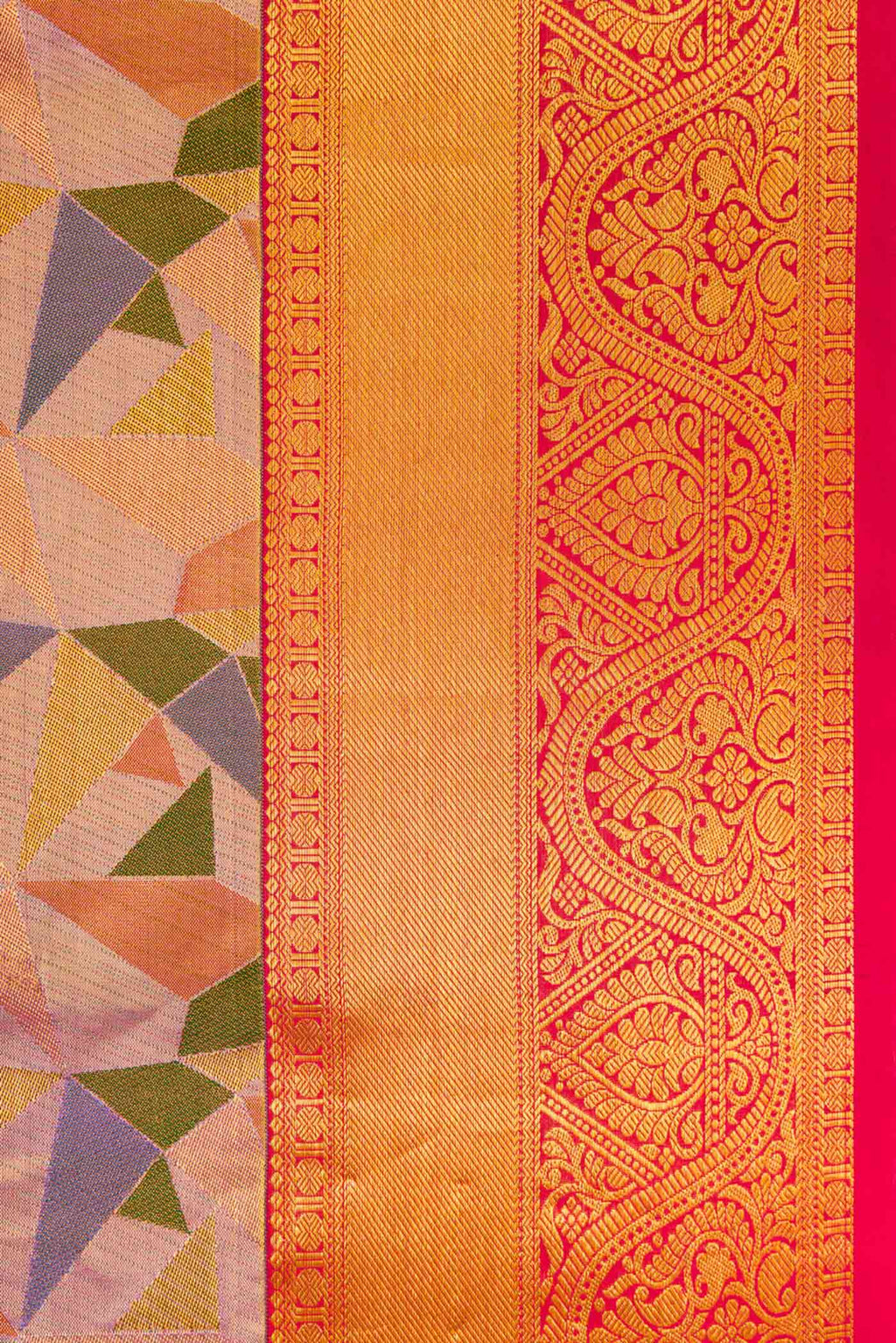 Border image of Lavender Dual Tone Kanjivaram Tissue Silk Saree with Zari Brocade on the body and Zari Border. 