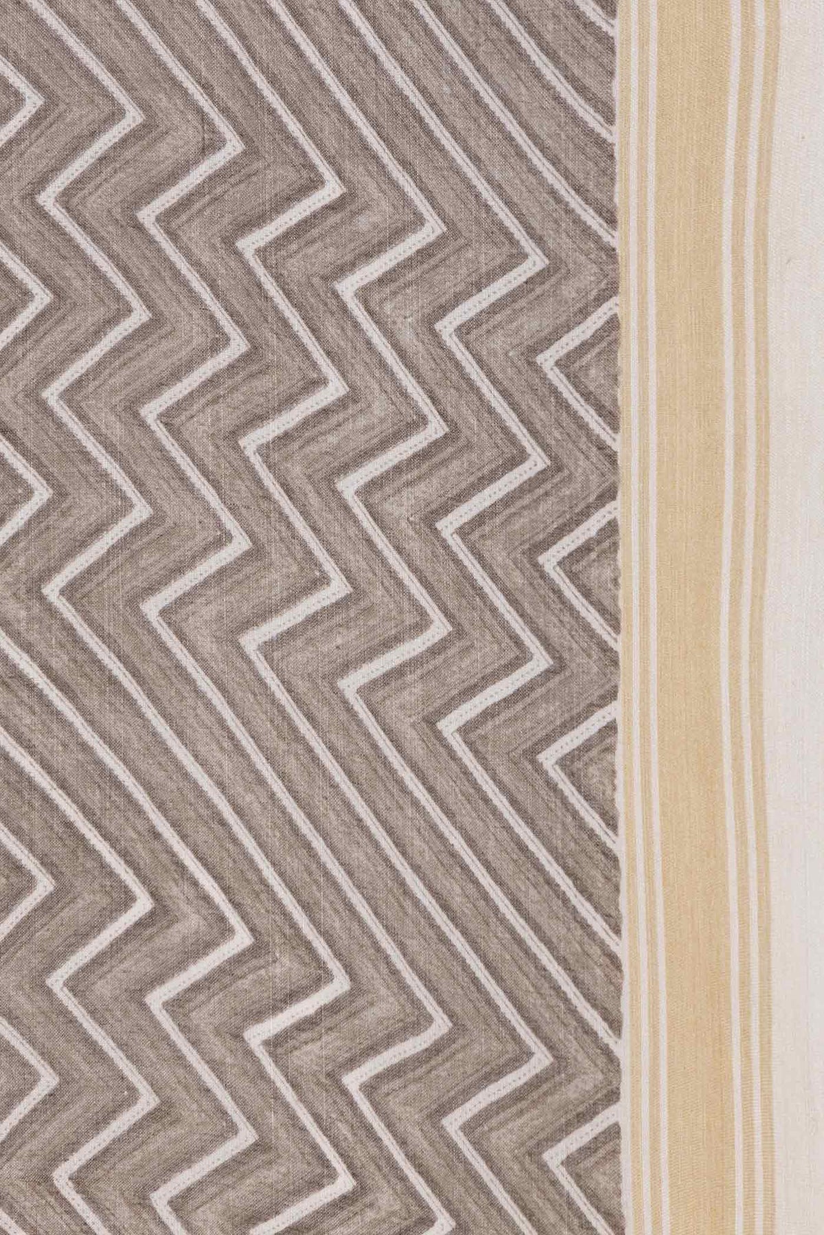 Border image of Grey Dual Tone Blended Tussar Silk Saree with Printed design on the body and Thread Border