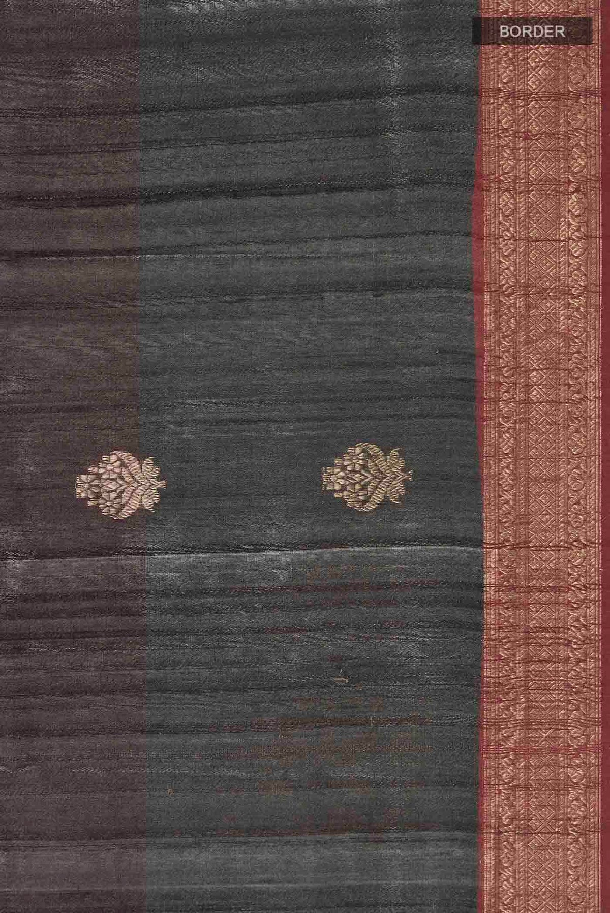 Border image of Multi Color Banarasi Tussar Silk Saree with Zari Butta on the body and Zari Border