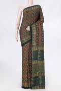 Green Dual Tone Satin Silk Saree with Printed design on the body and Printed Border displayed on a mannequin