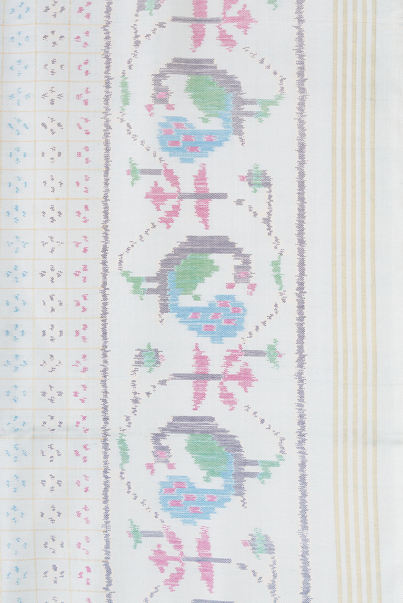 Border image of Light Blue Dual Tone Double Ikat Saree with Ikat Print on the body and Ikat Border. 