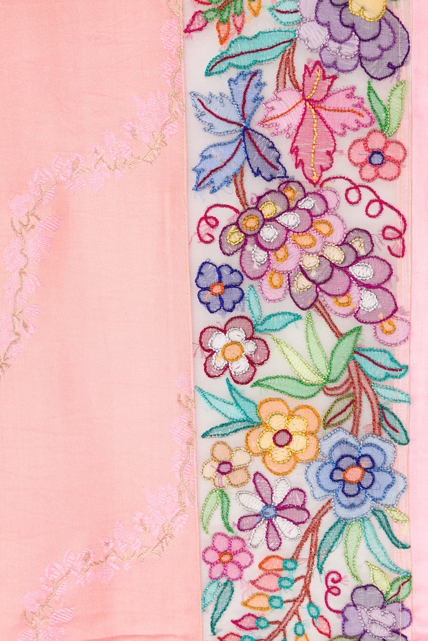 Border image of Pure Silk Pure Zari Pink Dual Tone Banarasi Saree with Embroidery on the body and Embroidery Border. 