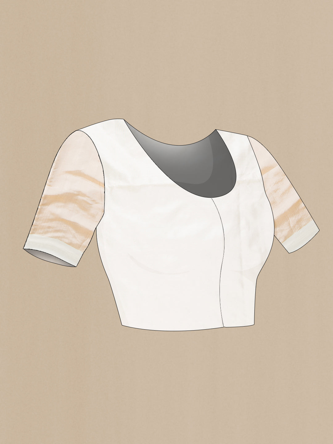 Close up image of the blouse of Grey Dual Tone Kanjivaram Silk Saree with Ikat Print on the body and Ikat Border. 