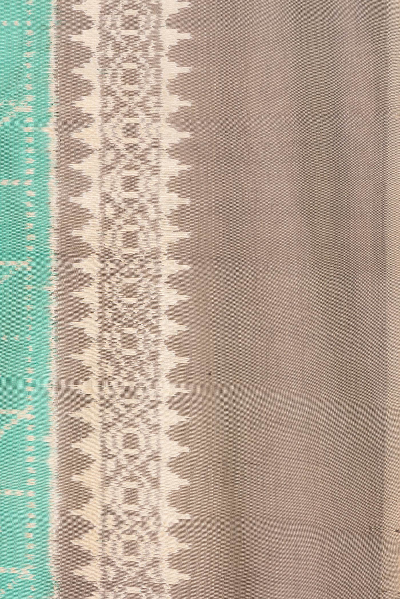 Border image of Sea Green Dual Tone Double Ikat Saree with Ikat Print on the body and Ikat Border. 