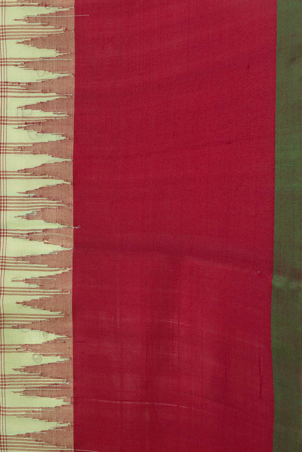 Border image of Pista Green Dual Tone Gadwal Silk Saree with Checked design on the body and Plain Border. 