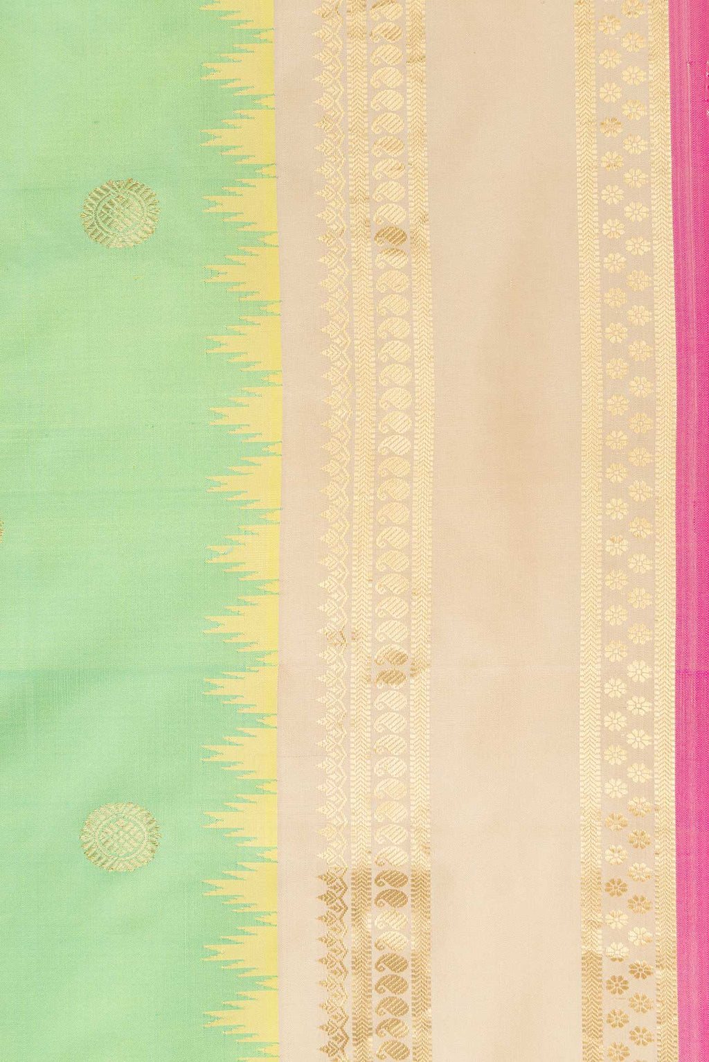 Border image of Pista Green Dual Tone Gadwal Silk Saree with Zari Butta on the body and Zari Border