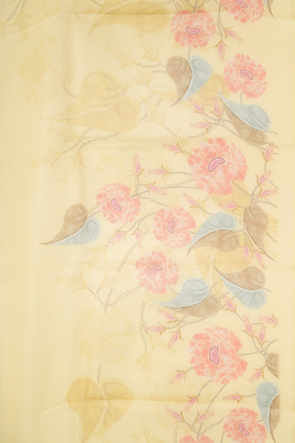 Border image of Mehandi Green Dual Tone Organza Silk Saree with Printed design on the body and Printed Border. 