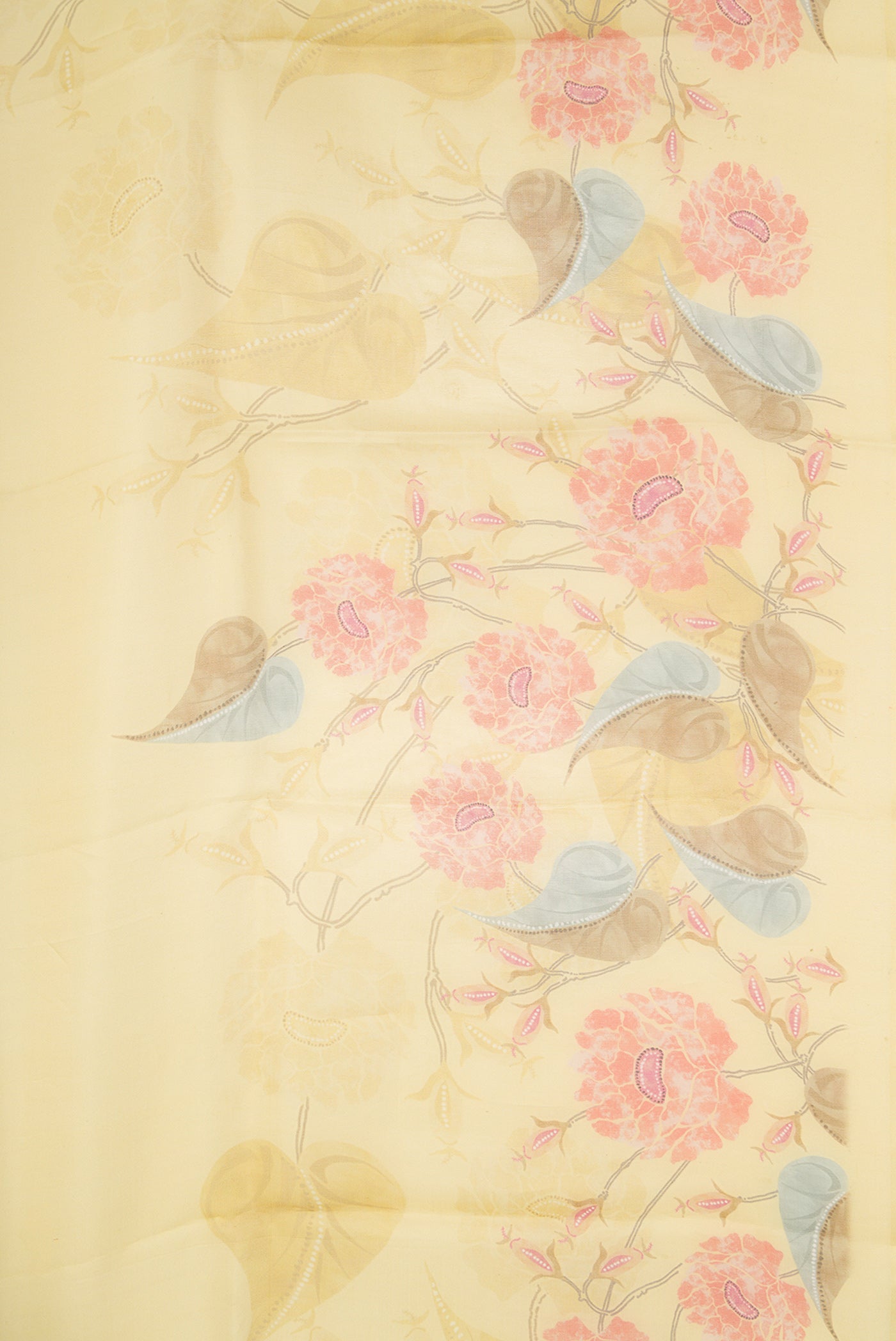 Border image of Mehandi Green Dual Tone Organza Silk Saree with Printed design on the body and Printed Border. 