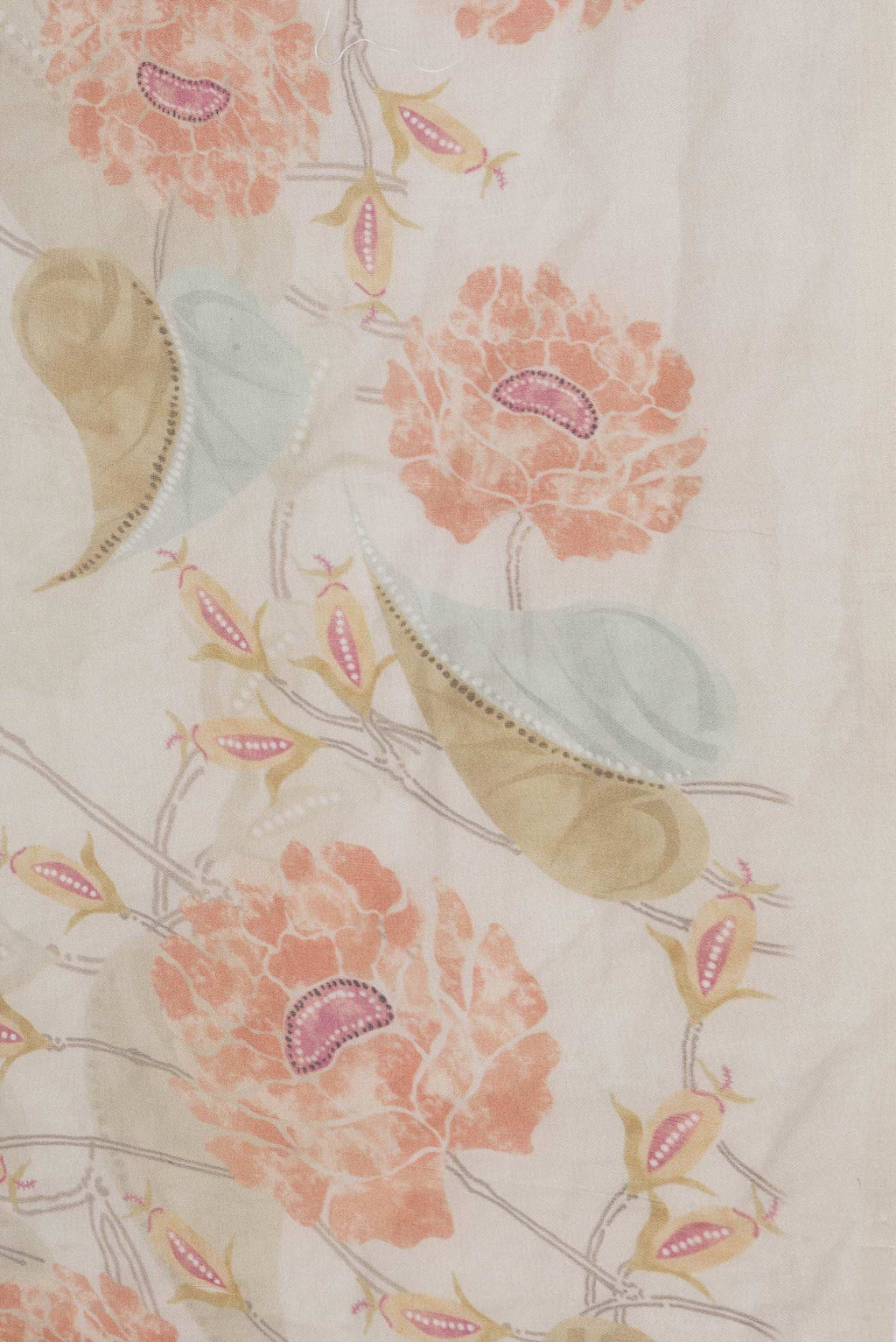 Border image of Beige Dual Tone Organza Silk Saree with Zari Butta on the body and Printed Border. 