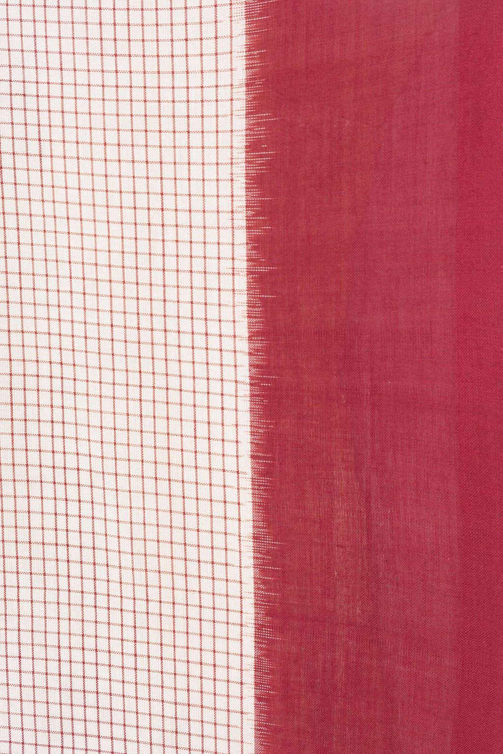 Border image of Off White Dual Tone Double Ikat Saree with Checked design on the body and Ganga Jamuna Border. 