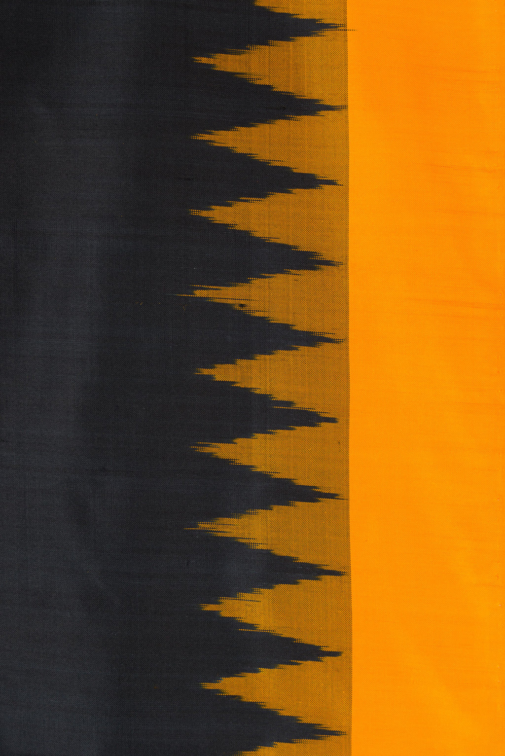Border image of Black Dual Tone Double Ikat Saree with Plain Body and Temple Border. 