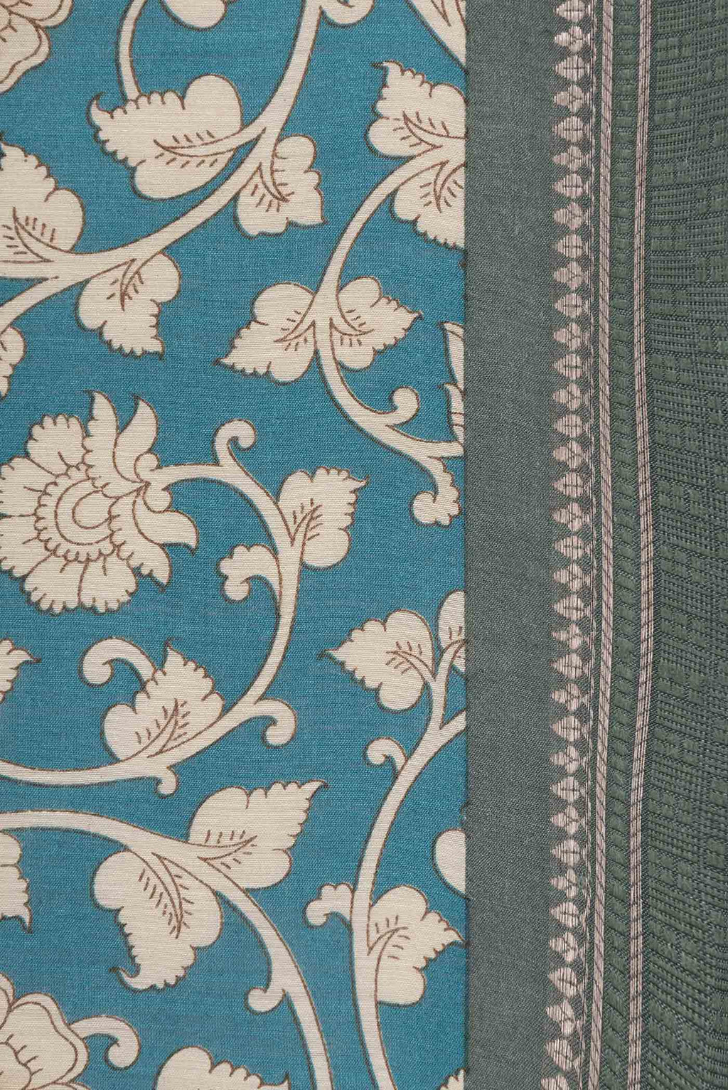 Border image of Blue Dual Tone Tussar Saree with Printed design on the body and Zari Border