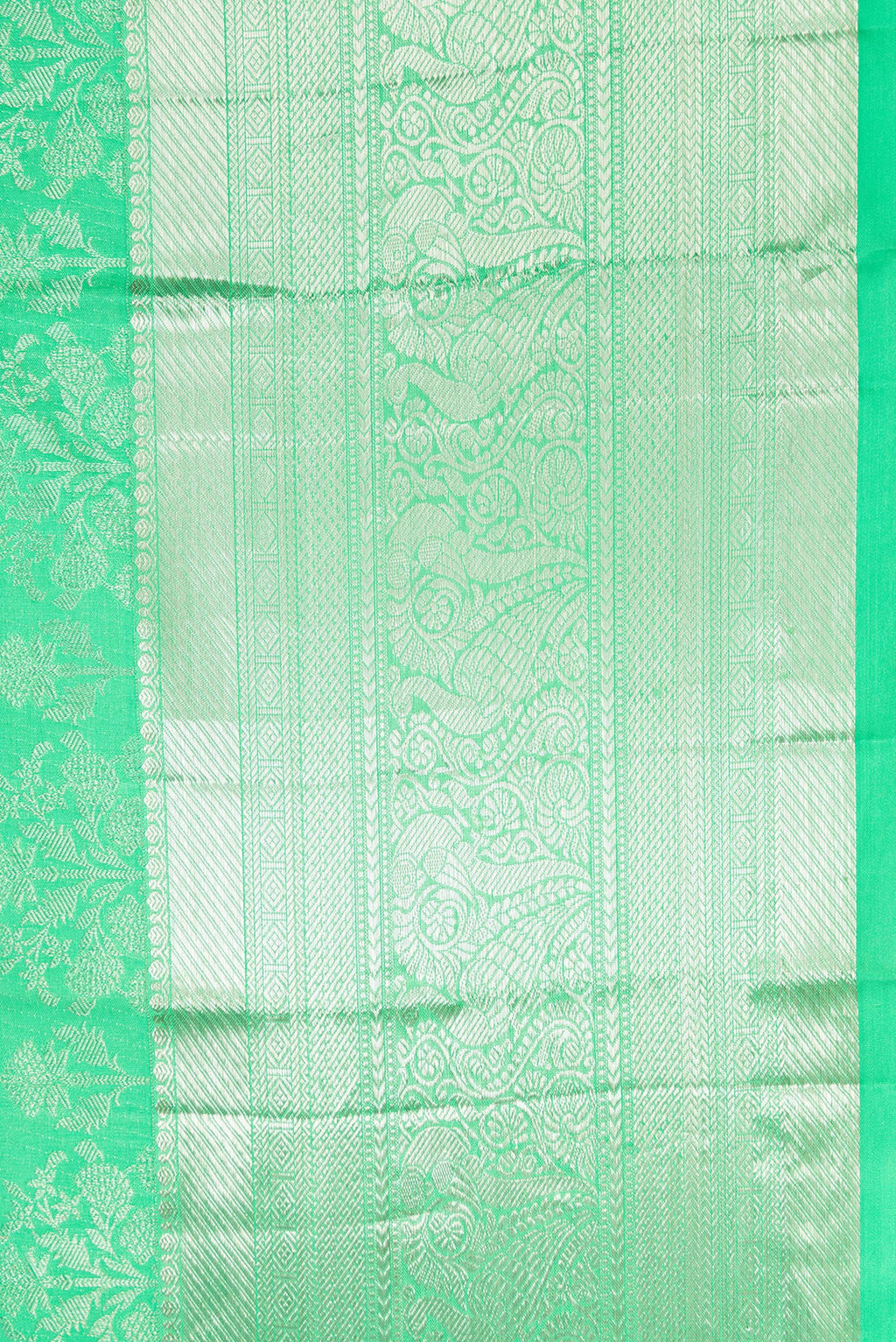 Border image of Parrot Green Dual Tone Kanjivaram Silk Saree with Zari Brocade on the body and Zari Border. 