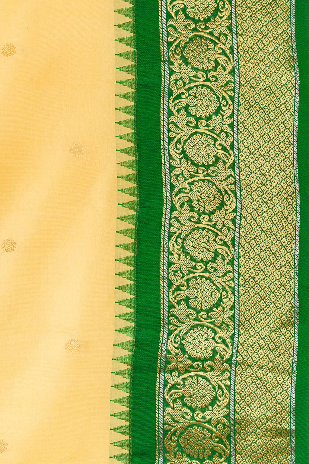 Border image of Sandal Dual Tone Gadwal Silk Saree with Zari Butta on the body and Zari Border. 