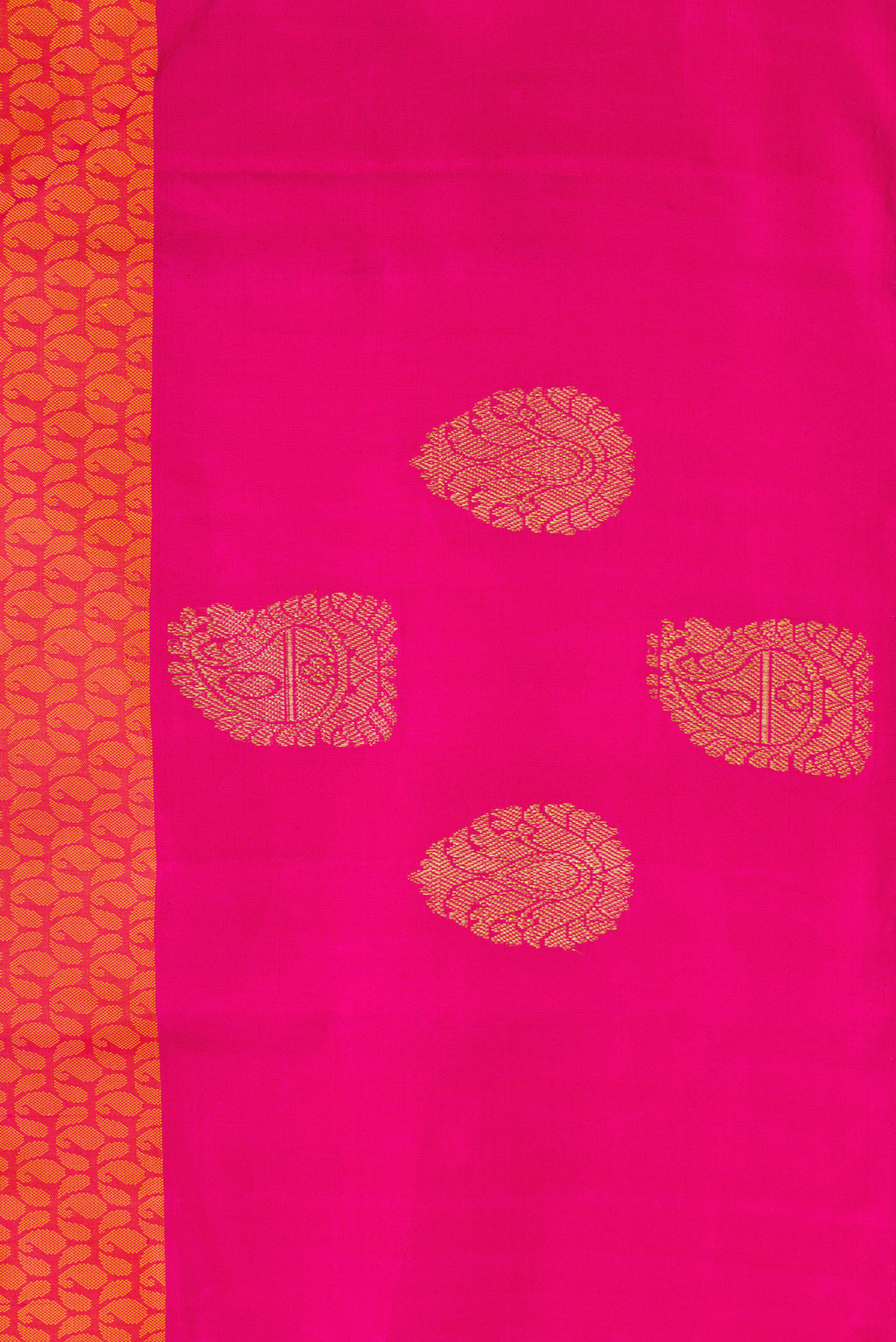 Border image of Coral Dual Tone Kanjivaram Silk Saree with Jacquard design on the body and Fancy Border. 