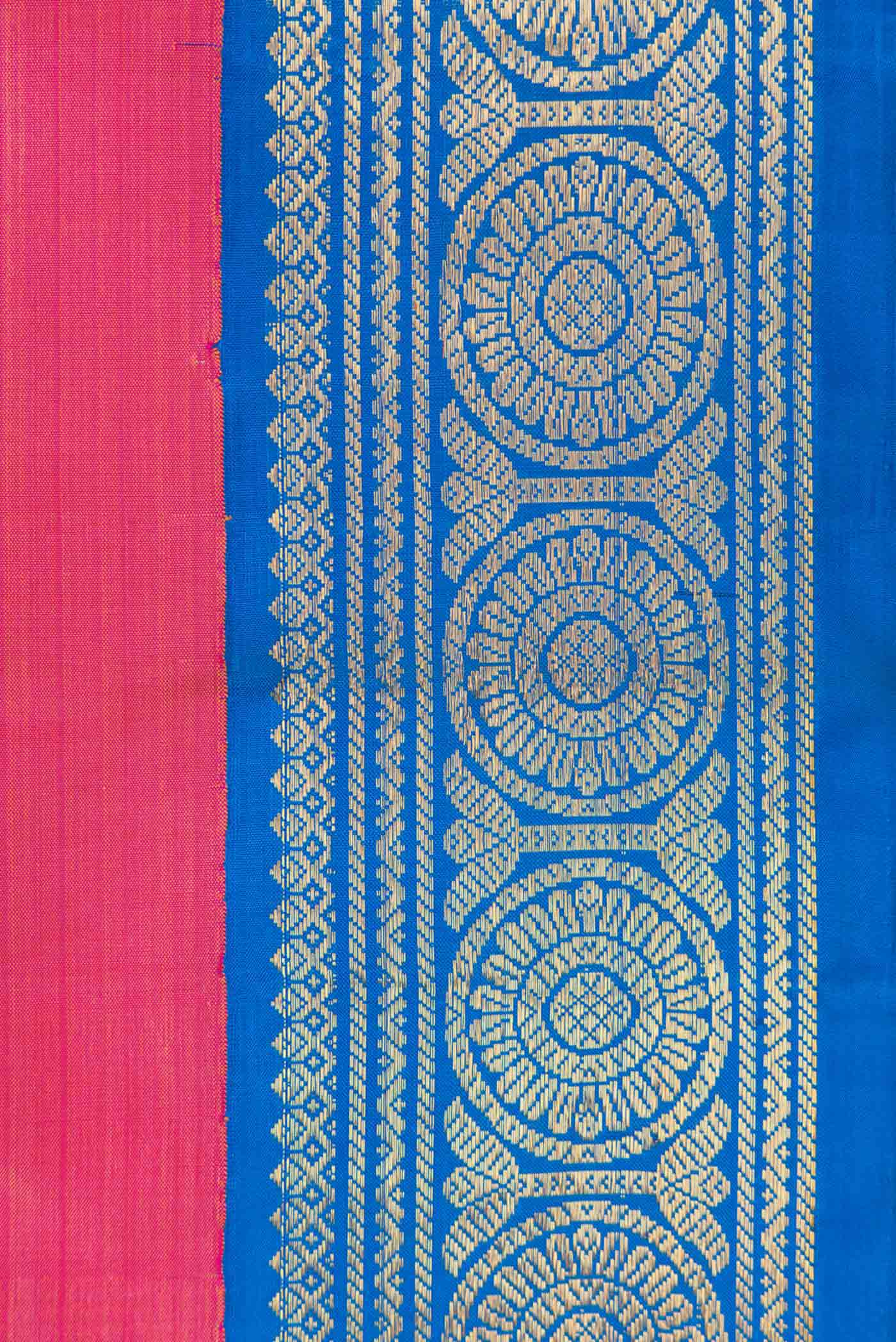 Border image of Pure Silk Pure Zari Pink Dual Tone Kanchipuram Saree with Plain Body and Zari Border