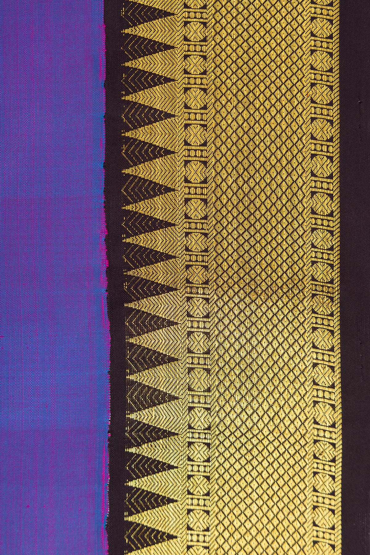 Border image of Lavender Dual Tone Kanjivaram Silk Saree with Plain Body and Zari Border. 