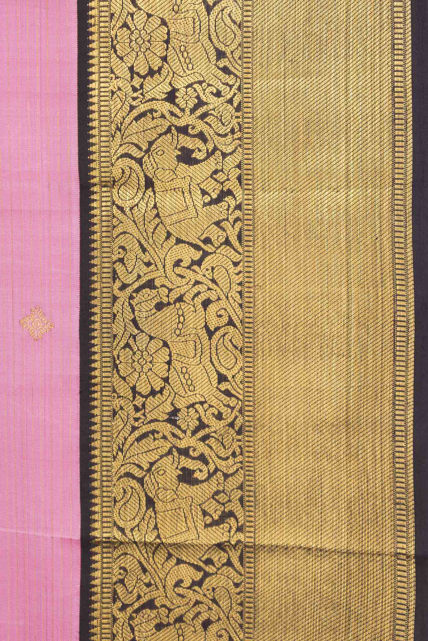 Border image of Pure Silk Pure Zari Pink Dual Tone Kanchipuram Saree with Zari Butta on the body and Zari Border