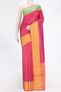 Pink Dual Tone Kanjivaram Saree with Jacquard design on the body and Plain Border.  displayed on a mannequin