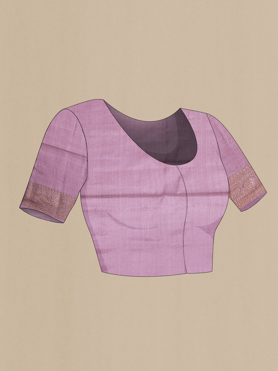 Close up image of the blouse of Bottle Green Banarasi Tussar Silk Saree with Zari Butta on the body and Zari Border. 