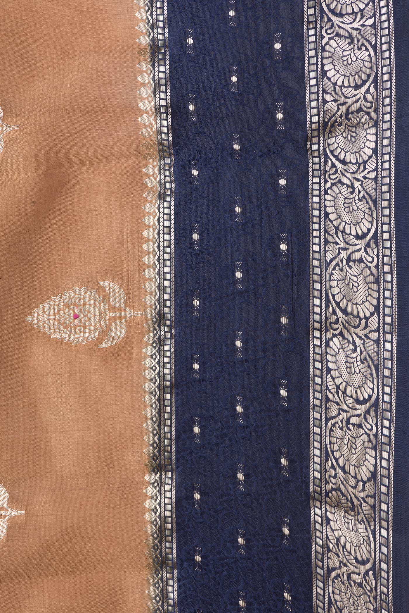 Border image of Brown Dual Tone Tussar Silk Saree with Zari Butta on the body and Fancy Border. 