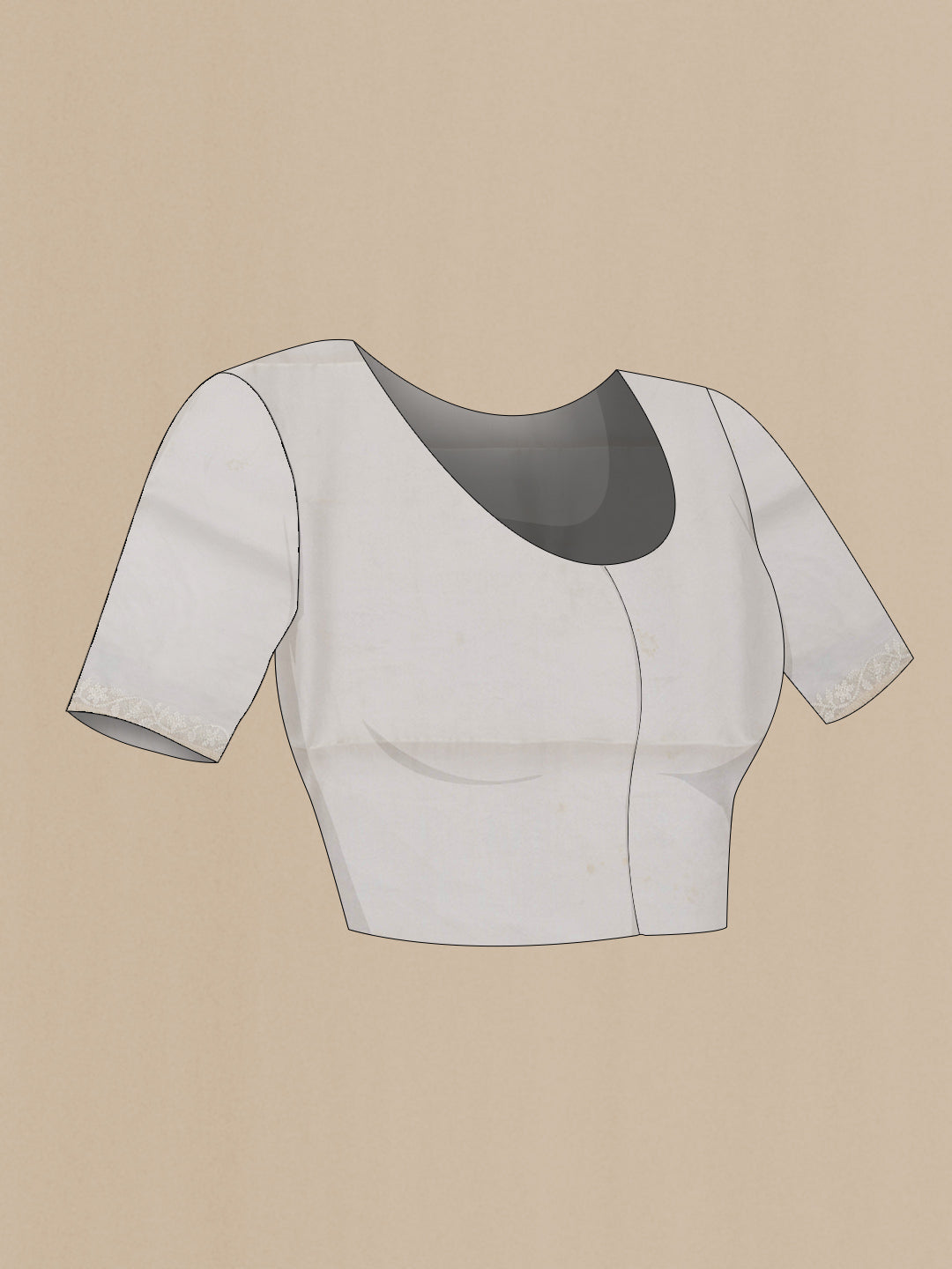 Close up image of the blouse of Light Blue Dual Tone Organza Silk Saree with Embroidery on the body and Embroidery Border. 