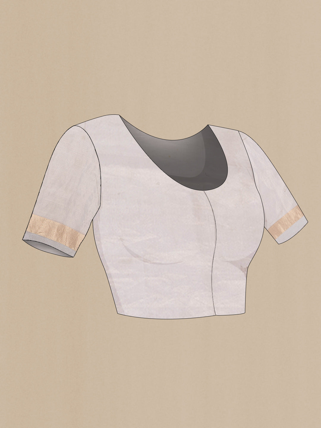 Close up image of the blouse of Beige Dual Tone Organza Silk Saree with Embroidery on the body and Embroidery Border