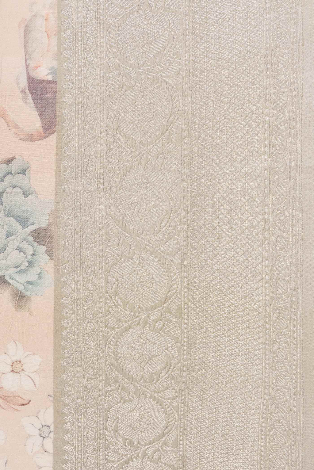 Border image of Peach Dual Tone Tussar Saree with Zari Butta on the body and Zari Border. 