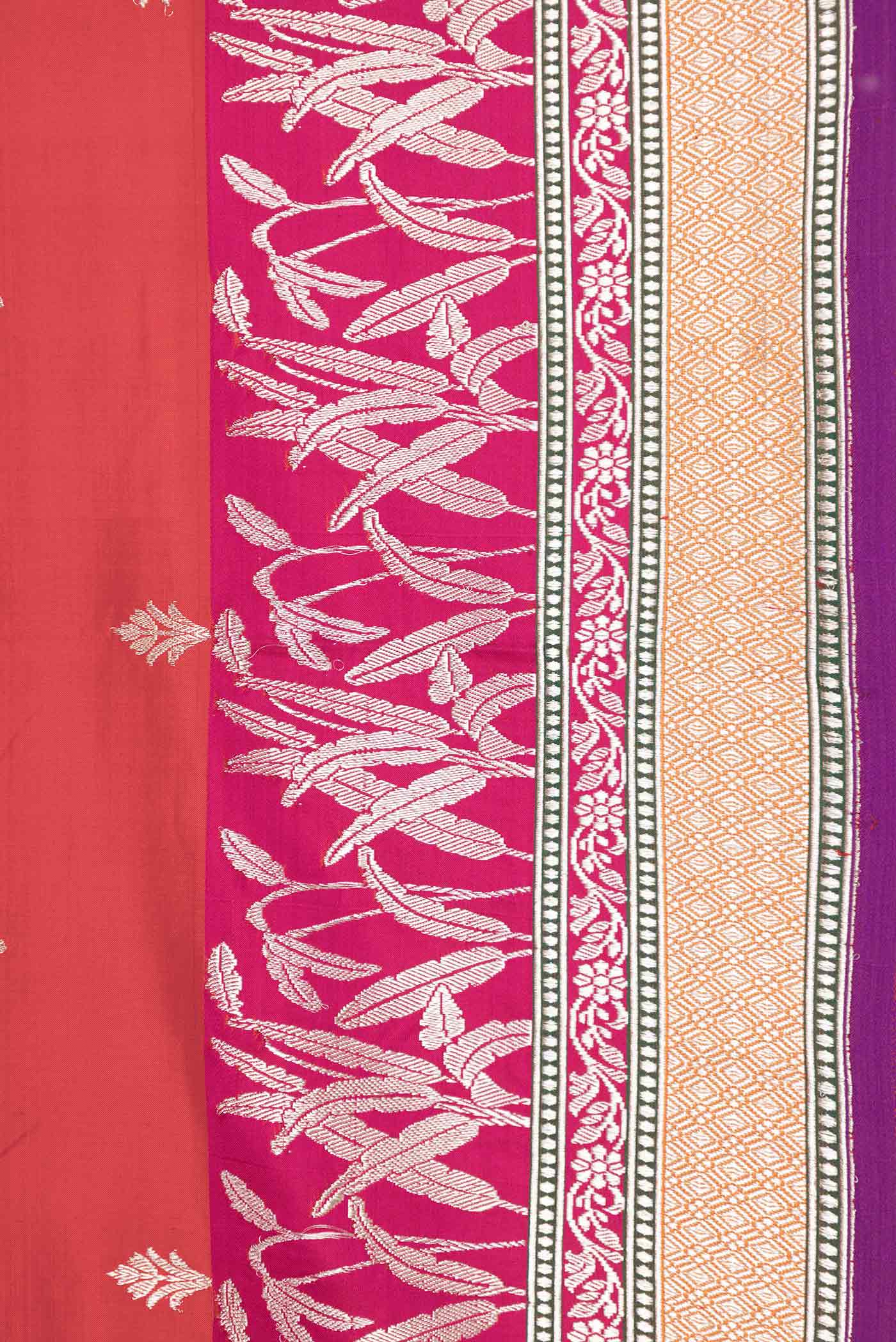 Border image of Red Dual Tone Banarasi Silk Saree with Zari Butta on the body and Zari Border