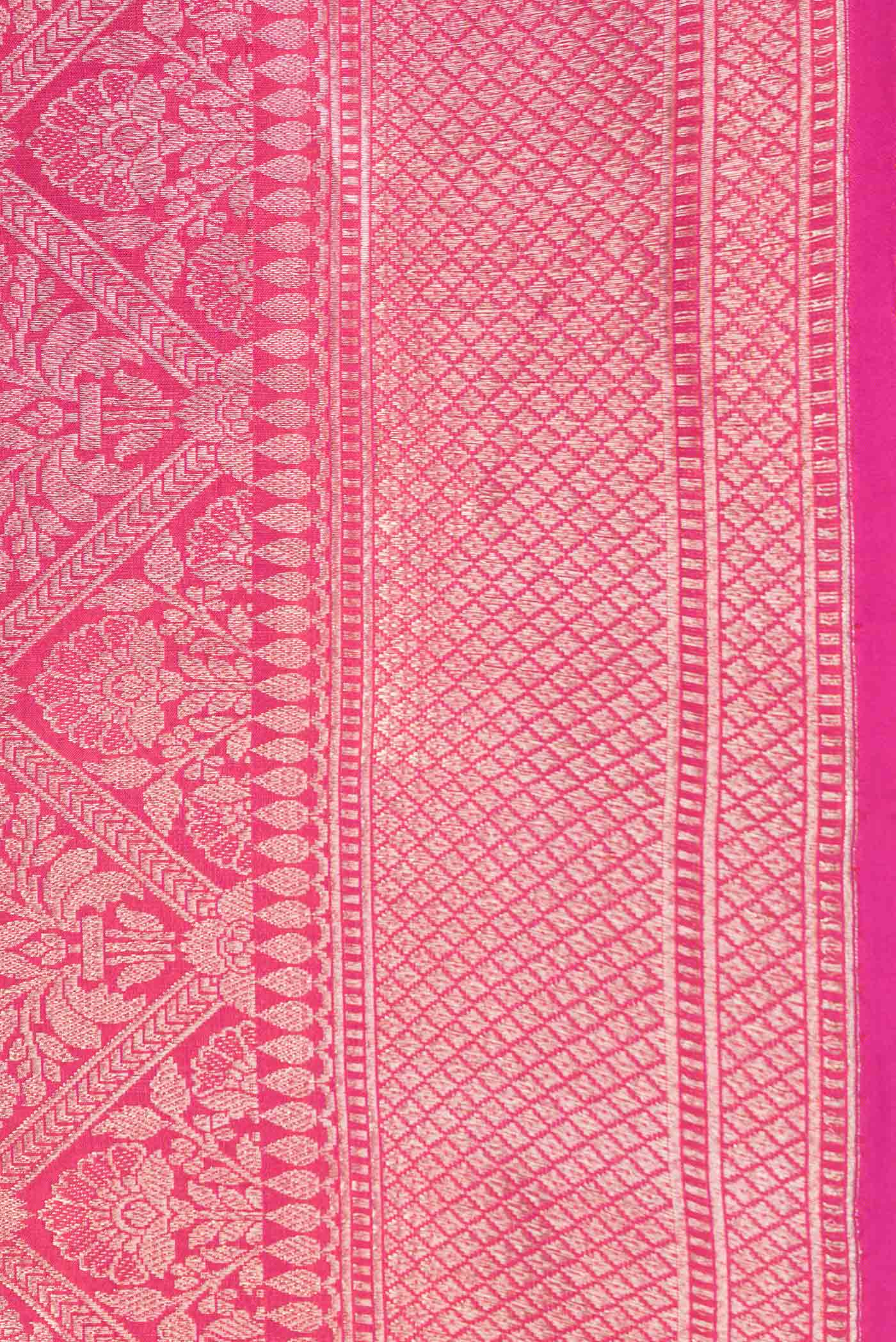 Border image of Pink Dual Tone Banarasi Silk Saree with Zari Brocade on the body and Zari Border. 