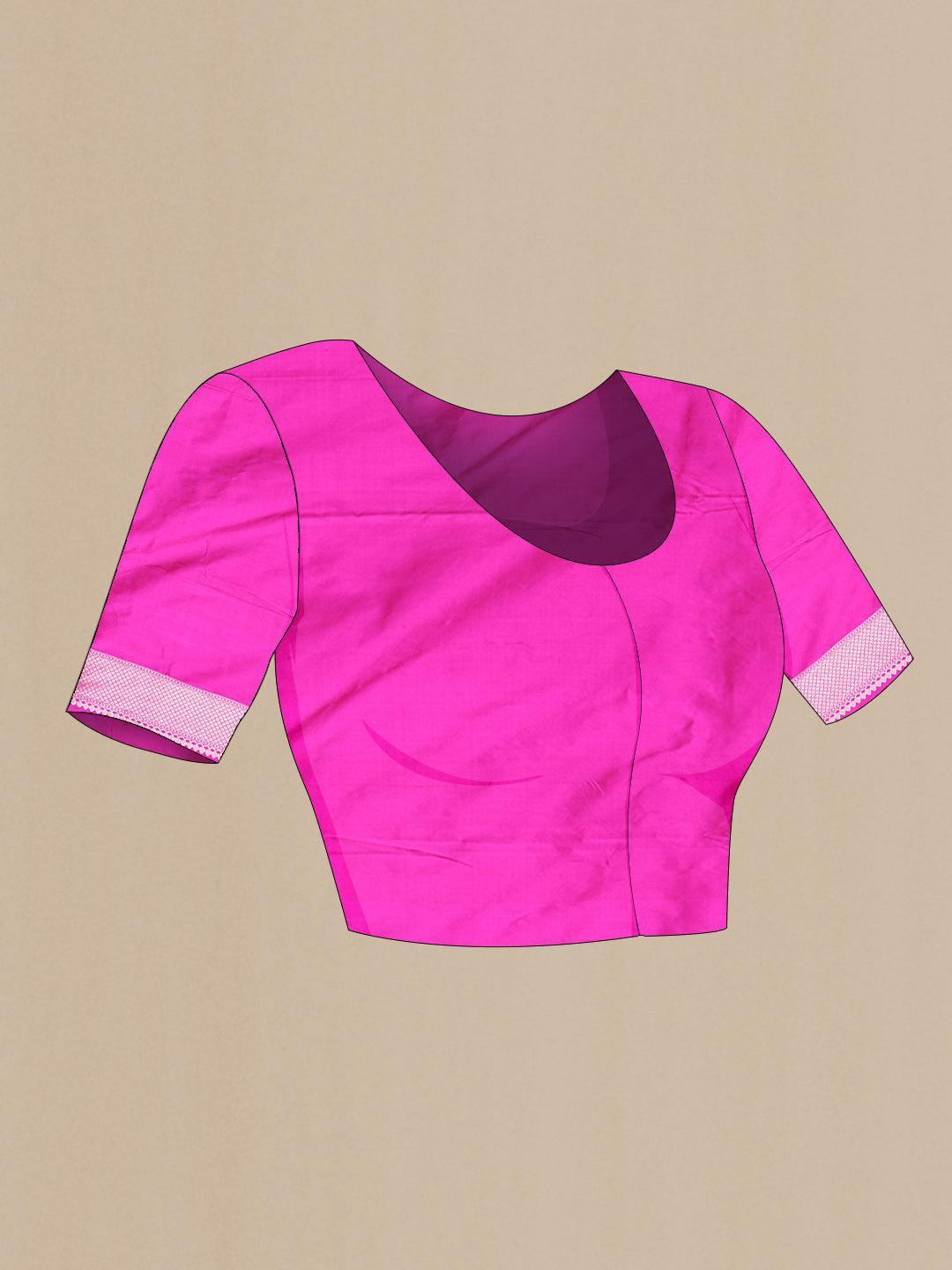 Close up image of the blouse of Dark Pink Dual Tone Banarasi Silk Saree with Zari Brocade on the body and Zari Border. 