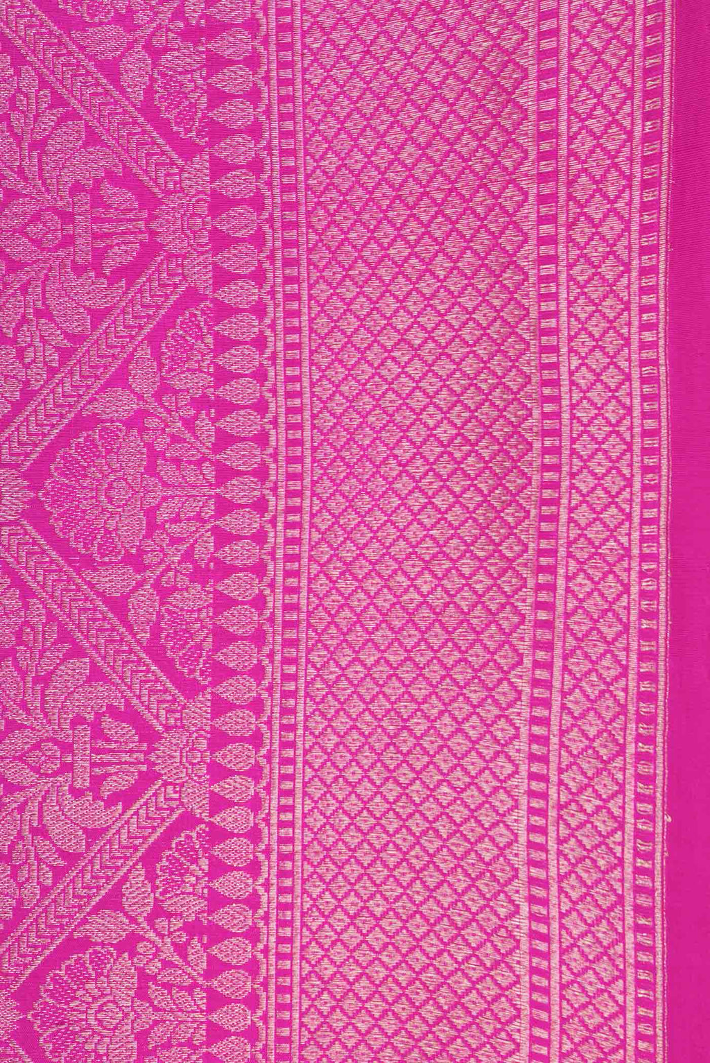 Border image of Dark Pink Dual Tone Banarasi Silk Saree with Zari Brocade on the body and Zari Border. 